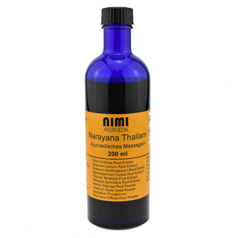 Atpalaiduojantis kūno masažo aliejus Narayana Thailam, Nimi Ayurveda, 200 ml Atpalaiduojantis kūno masažo aliejus Narayana Thailam, Nimi Ayurveda, 200 ml