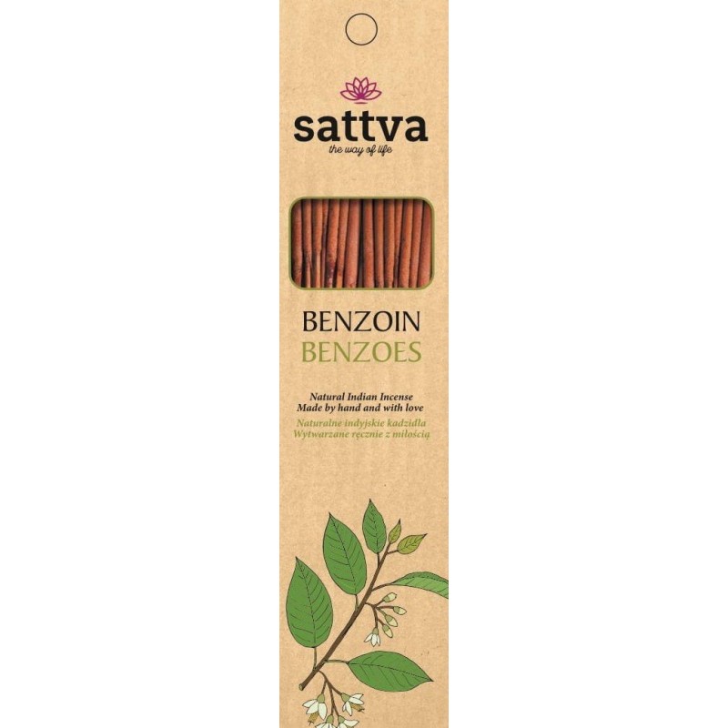 Smilkalų lazdelės Benzoin, Sattva Ayurveda, 15 vnt. Smilkalų lazdelės Benzoin, Sattva Ayurveda, 15 vnt.