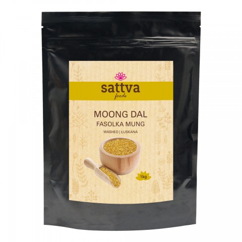 Spindulinės Mung pupuolės Moong Dal, skaldytos, plautos, Sattva Foods, 1kg