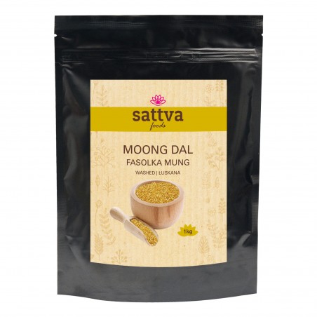 Spindulinės Mung pupuolės Moong Dal, skaldytos, plautos, Sattva Foods, 1kg
