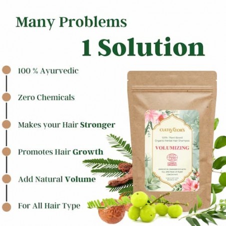 Augalinio plaukų šampūno milteliai apimčiai Volumizing, Cultivator's, 250g