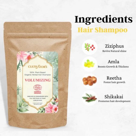 Augalinio plaukų šampūno milteliai apimčiai Volumizing, Cultivator's, 250g