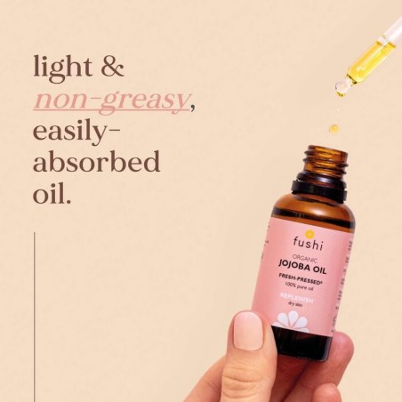 Simondsijų aliejus Jojoba Golden, šalto spaudimo, ekologiškas, Fushi, 30ml