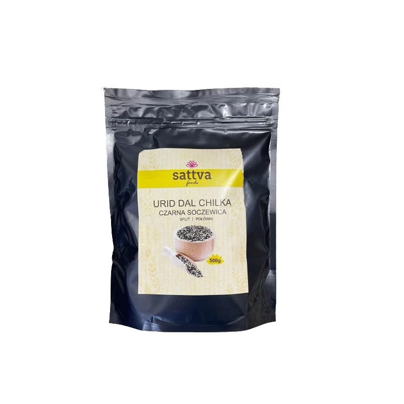 Разбитая фасоль Урид Дал Чилка (черный грамм), Sattva Foods, 500г