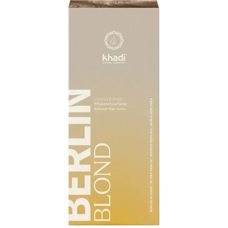 Augaliniai šviesios pelenų spalvos plaukų dažai Berlin Blonde, Khadi, 100g Augaliniai šviesios pelenų spalvos plaukų dažai Berlin Blonde, Khadi, 100g