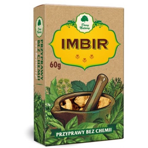 Imbiero šaknis, džiovinta malta, Dary Natury, 60g