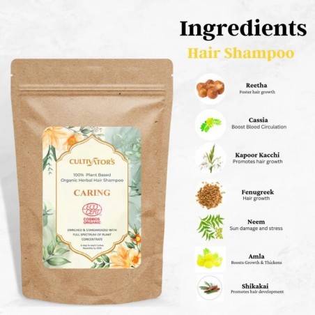 Saugantis augalinis plaukų šampūnas milteliais Caring, Cultivator's, 250g