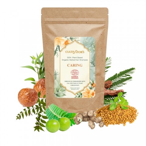 Saugantis augalinis plaukų šampūnas milteliais Caring, Cultivator's, 250g
