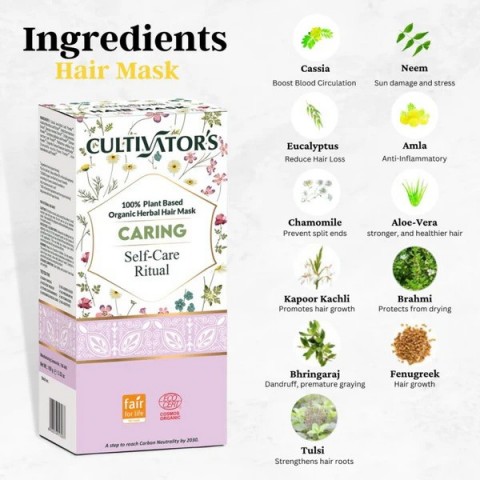 Apsauganti augalinė plaukų kaukė milteliais Caring, Cultivator's, 100g