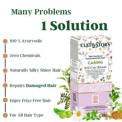 Apsauganti augalinė plaukų kaukė milteliais Caring, Cultivator's, 100g