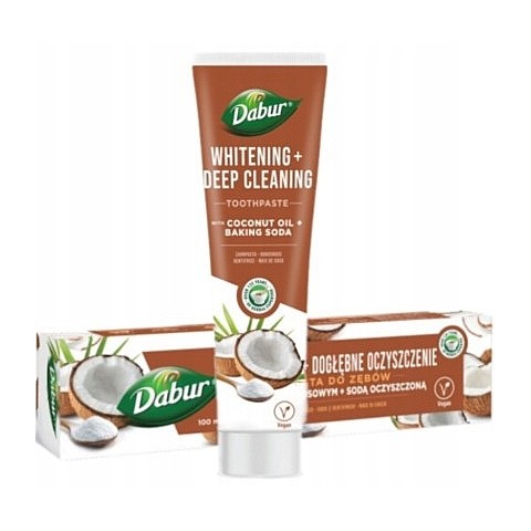 Отбеливающая зубная паста с кокосовым маслом и пищевой содой, Dabur, 100 мл