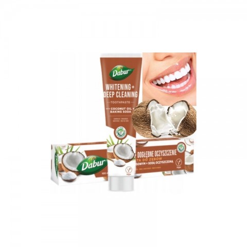 Отбеливающая зубная паста с кокосовым маслом и пищевой содой, Dabur, 100 мл