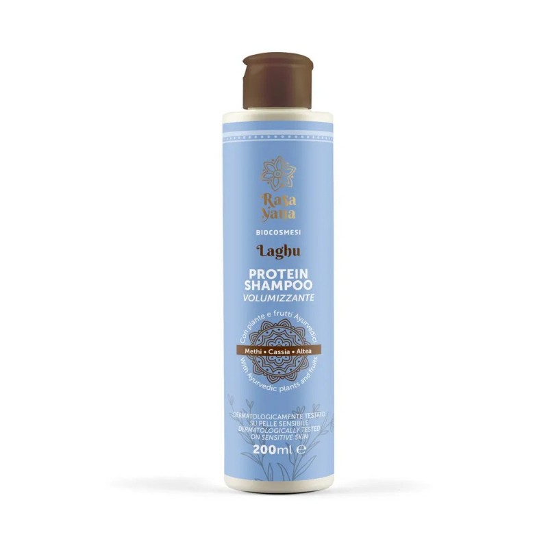 Baltyminis šampūnas plaukų apimčiai LAGHU, Rasayana Biocosmesi, 200ml Baltyminis šampūnas plaukų apimčiai LAGHU, Rasayana Biocosmesi, 200ml