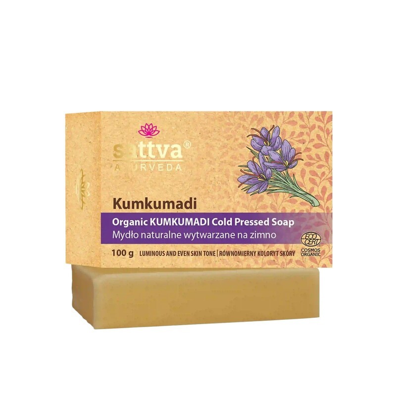 Muilas su šafranu Kumkumadi, ekologiškas, Sattva Ayurveda, 100g Muilas su šafranu Kumkumadi, ekologiškas, Sattva Ayurveda, 100g