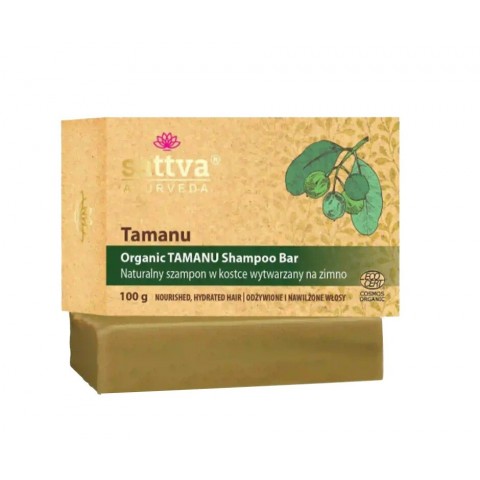 Kietas šampūnas Tamanu, ekologiškas, Sattva Ayurveda, 100g