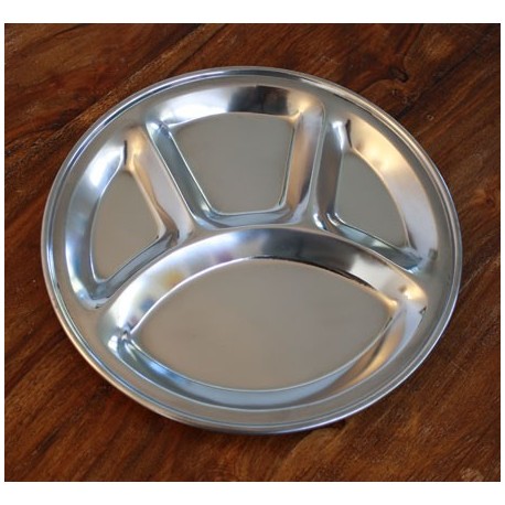 Didelė Thali lėkštė, padalinta į dalis, plieninė, 31,5 cm skersmens Didelė Thali lėkštė, padalinta į dalis, plieninė, 31,5 cm skersmens