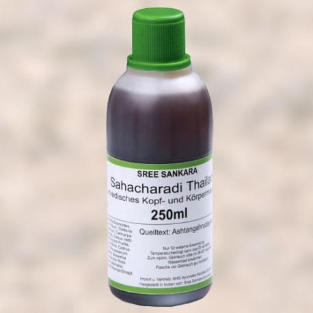 Kūno ir galvos masažo aliejus Sahacharadi Thailam, Sree Sankara, 250 ml Kūno ir galvos masažo aliejus Sahacharadi Thailam, Sree Sankara, 250 ml