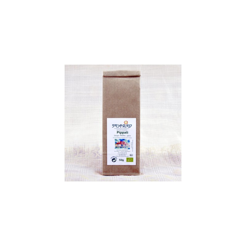 Pippali (ilgieji pipirai), nesmulkinti, ekologiški, Seyfried, 50 g Pippali (ilgieji pipirai), nesmulkinti, ekologiški, Seyfried, 50 g