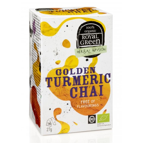 Ekologiška arbata su ciberžole Golden Turmeric Chai, ROYAL GREEN, 16 pakelių