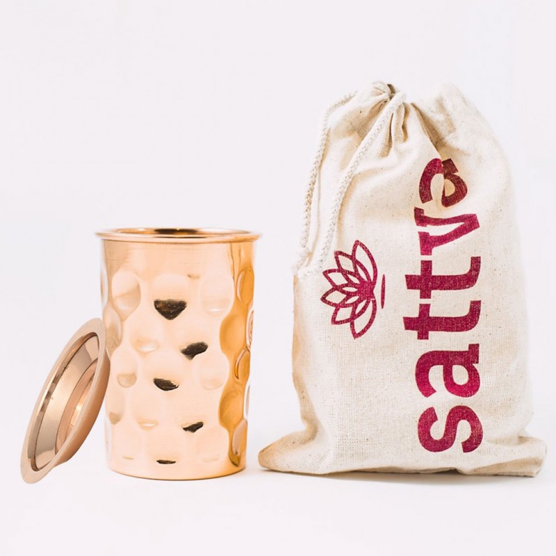 Varinė stiklinė "Deimantas" su dangteliu, Sattva Ayurveda, 0,35l Varinė stiklinė "Deimantas" su dangteliu, Sattva Ayurveda, 0,35l