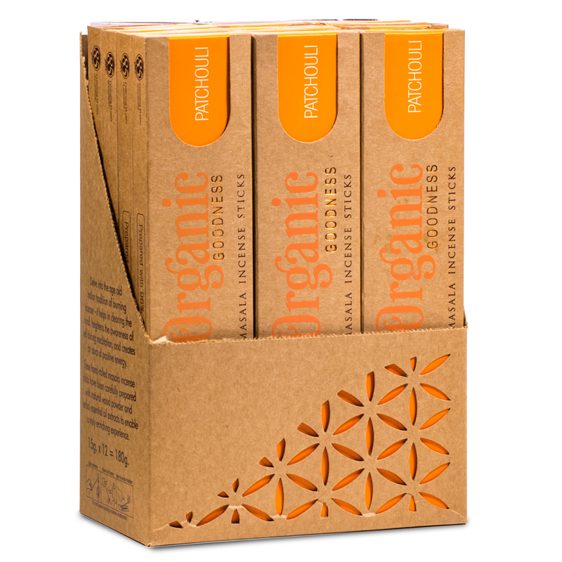 Smilkalų lazdelės PATCHOULI Masala Organic, 15g Smilkalų lazdelės PATCHOULI Masala Organic, 15g
