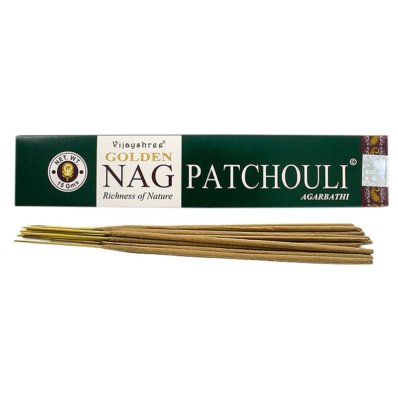 Pačiulio smilkalų lazdelės NAG PATCHOULI, Golden, 15g Pačiulio smilkalų lazdelės NAG PATCHOULI, Golden, 15g