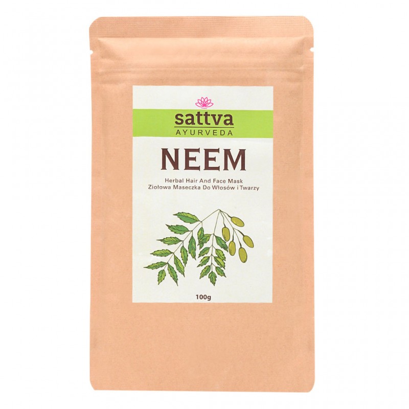 Nimbamedžio milteliai Neem (Nimba) veido ir plaukų kaukėms, Sattva Ayurveda, 100g