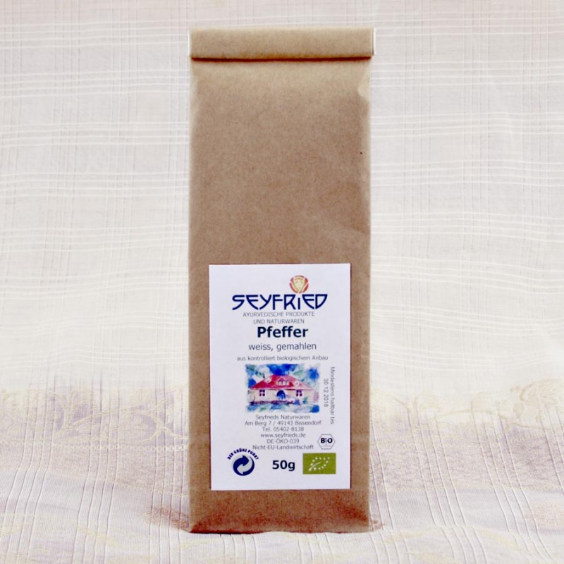 Baltieji pipirai, malti, Seyfried, 50g Baltieji pipirai, malti, Seyfried, 50g