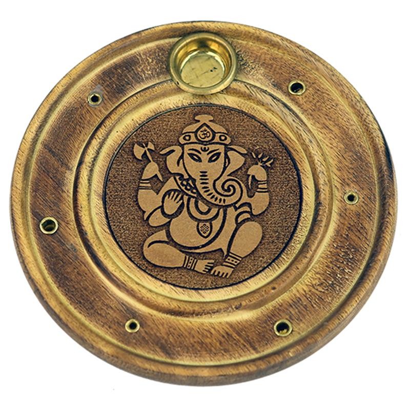 Smilkalų lazdelių ir kūgių laikiklis Ganesha, medinis, 10cm