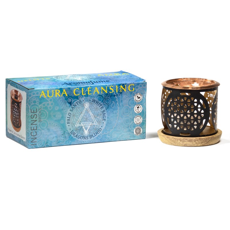 Smilkalų kaladėlių laikiklis ir rinkinys Aura Cleansing, Aromafume Smilkalų kaladėlių laikiklis ir rinkinys Aura Cleansing, Aromafume