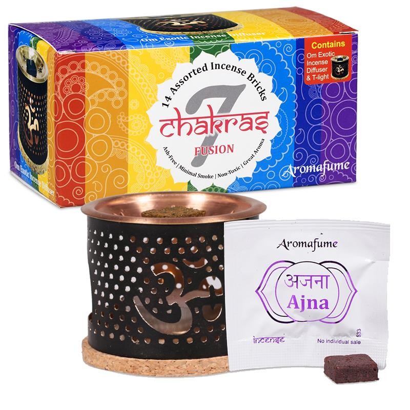 Smilkalų kaladėlių laikiklis ir rinkinys CHAKRA SET, Aromafume Smilkalų kaladėlių laikiklis ir rinkinys CHAKRA SET, Aromafume