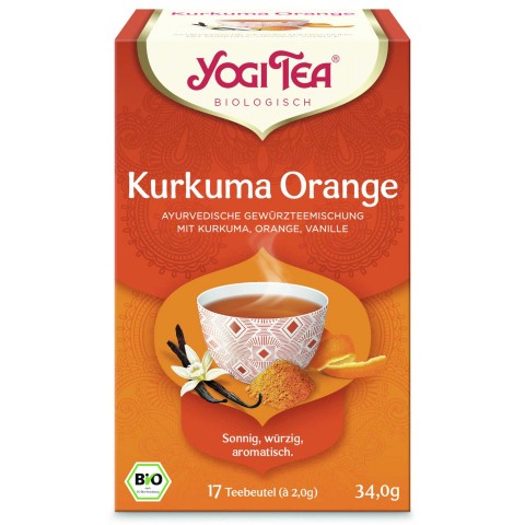 Prieskoninė arbata su ciberžole Kurkuma Orange, Yogi Tea, 17 pakelių