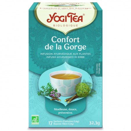 Prieskoninė ajurvedinė arbata Throat Comfort, ekologiška, Yogi Tea, 17 pakelių