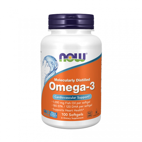 Maisto papildas Omega 3 žuvų taukai 1000 mg, NOW, 100 kapsulių