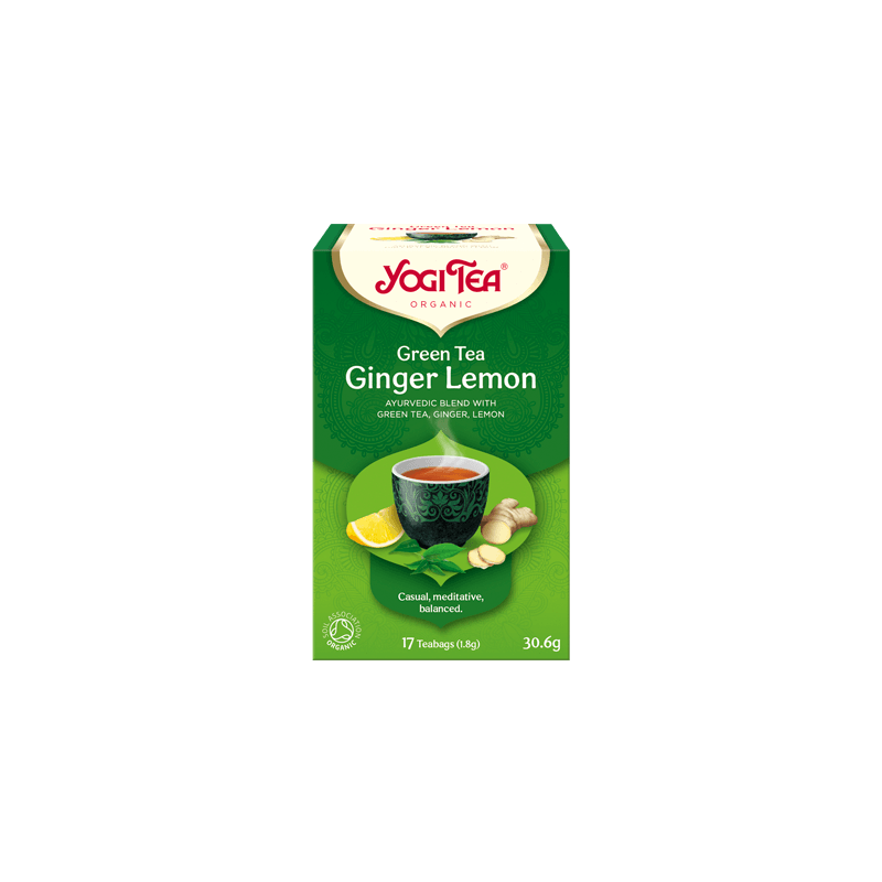 Žalioji prieskoninė arbata Ginger Lemon, Yogi Tea, 17 pakelių