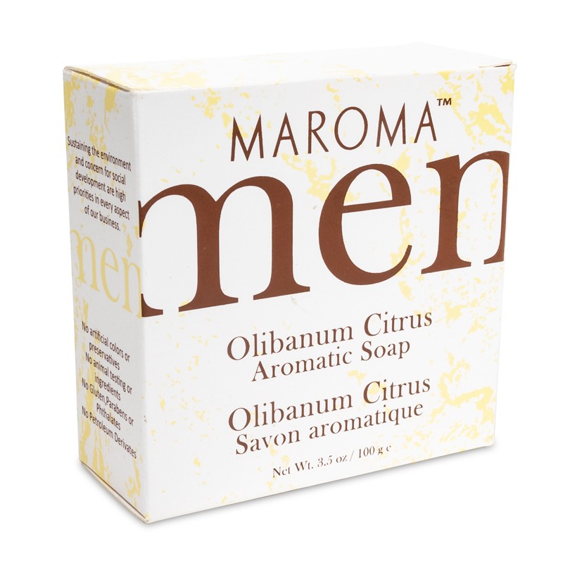 Vyriškas muilas su riešutų lukštais ir citrusais Olibanum Citrus, Maroma, 100g Vyriškas muilas su riešutų lukštais ir citrusais Olibanum Citrus, Maroma, 100g