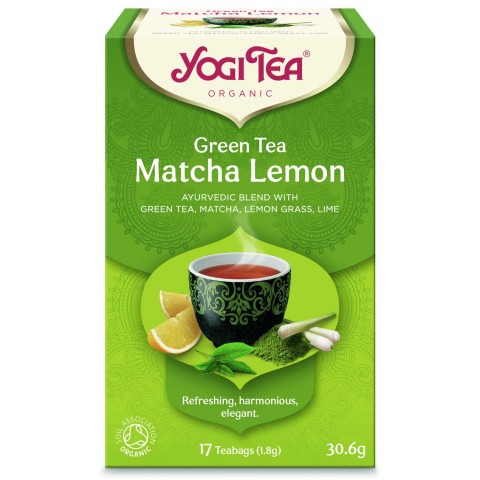 Žalioji prieskoninė arbata su citrina Matcha Lemon, Yogi Tea, ekologiška, 17 pakelių