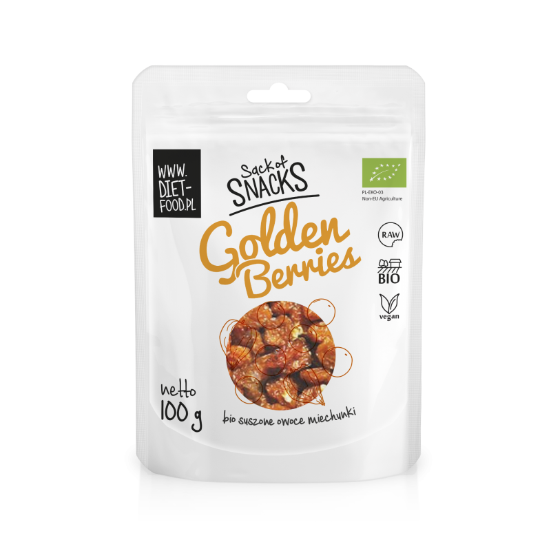 Džiovintos dumplainio uogos Golden Berries, ekologiškos, Diet Food, 100g Džiovintos dumplainio uogos Golden Berries, ekologiškos, Diet Food, 100g