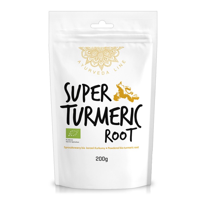 Ciberžolės šaknies milteliai Super Turmeric Root, ekologiški, Ayurveda Line, 200g Ciberžolės šaknies milteliai Super Turmeric Root, ekologiški, Ayurveda Line, 200g