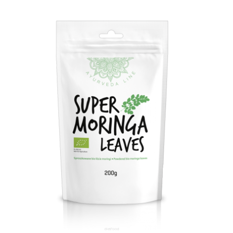 Moringos lapų milteliai Super Moringa Leaves, ekologiški, Ayurveda Line, 200g