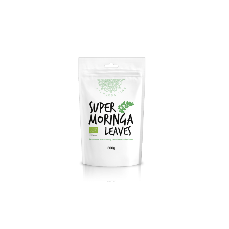 Moringos lapų milteliai Super Moringa Leaves, ekologiški, Ayurveda Line, 200g Moringos lapų milteliai Super Moringa Leaves, ekologiški, Ayurveda Line, 200g