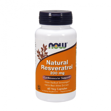 Maisto papildas Natural Resveratrol 200mg, NOW, 60 kapsulių