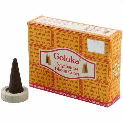 Conical incense Goloka Nag Champa Dhoop, 20g