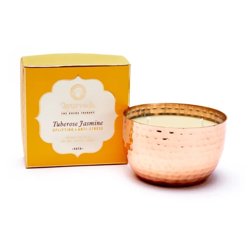 Augalinio vaško kvepianti žvakė indelyje Vata Tuberose Jasmine 2 Wick