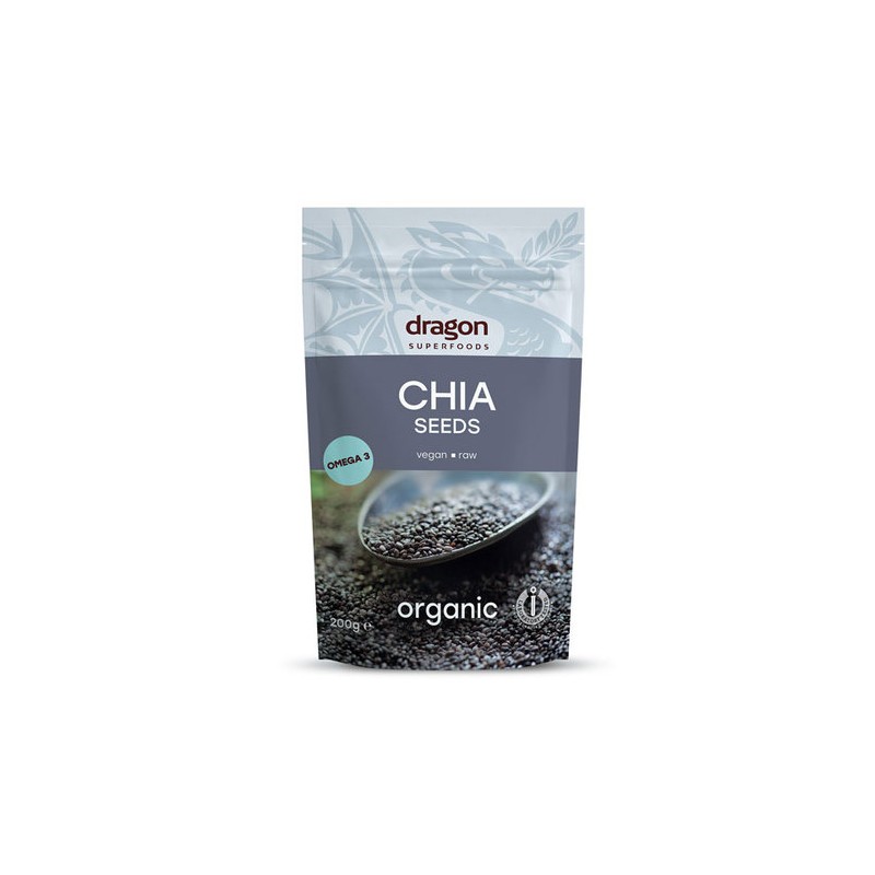 Ispaninio šalavijo (Chia) sėklos, ekologiškos, Dragon Superfoods, 200g Ispaninio šalavijo (Chia) sėklos, ekologiškos, Dragon Superfoods, 200g