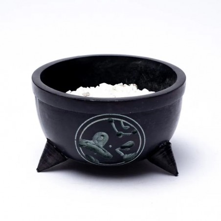 Soapstone bowl for incense Ohm with white stones