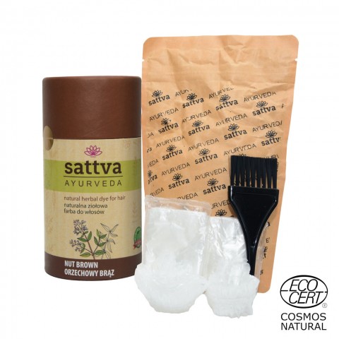 Vegetable brown hair dye Nut Brown, Sattva Ayurveda, 150g