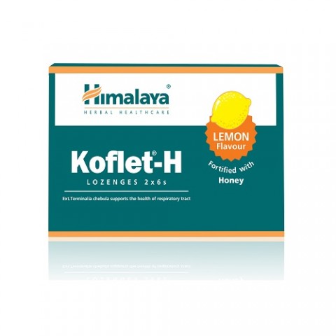 Lemon flavored lozenges for throat Koflet-H, Himalayas, 12pcs.