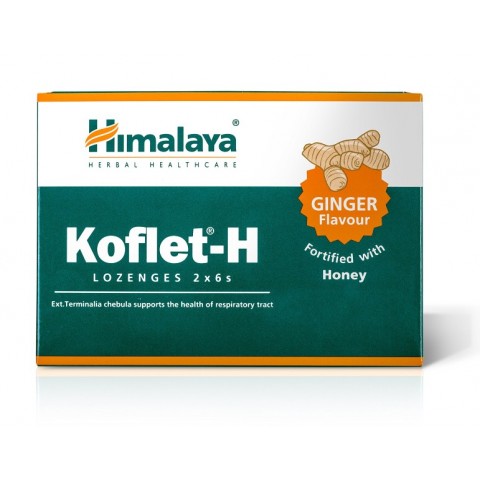 Леденцы для горла со вкусом имбиря и медом Koflet-H, Himalaya, 12 шт.