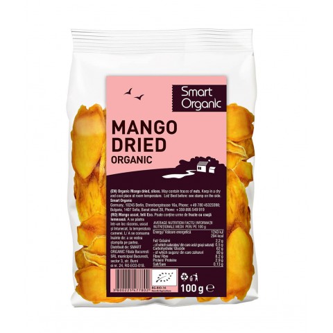 Džiovintos mangų juostelės, ekologiškos, Smart Organic, 100g